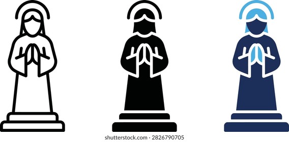Standing religious figure with folded hands ideal for spiritual design projects.