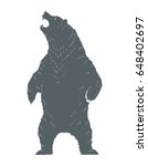 Standing and roaring bear silhouette. Monochrome vector bear logo template.