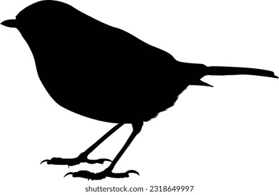 Standing Robin Bird Silhouette. Good To Use For Element Print Book, Animal Book and Animal Content