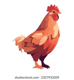 standing rooster crowing on a farm icon isolated