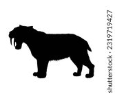 Standing Sabre Toothed Silhouette. Good To Use For Element Print Book, Animal Book and Animal Content