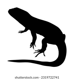 Standing Sand Lizard Silhouette. Good To Use For Element Print Book, Animal Book and Animal Content