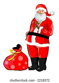 Standing Santa Claus with his bag