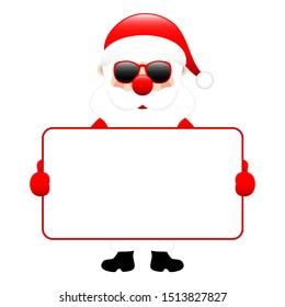 Standing Santa Claus Sunglasses Holding Horizontal White Label