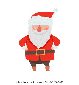 Standing Santa Claus with White Beard as Christmas Character Vector Illustration