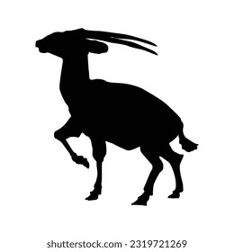 Standing Saola Silhouette. Good To Use For Element Print Book, Animal Book and Animal Content