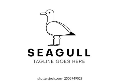 Standing Seagull  icon or logo isolated on white background. Vector illustration.