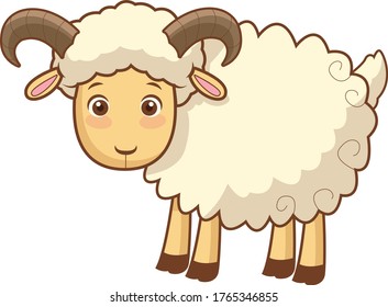 Standing sheep. Cute sheep. vector