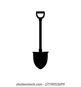 Projeto de ilustração plana vetor de silhueta de pá de pé. Ícone de pá de jardim.