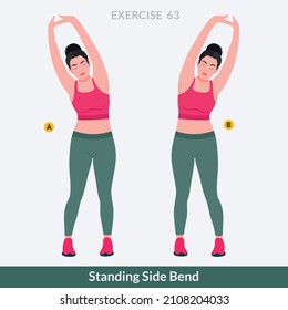 Standing Side Bend exercise, Woman workout fitness, aerobic and exercises.