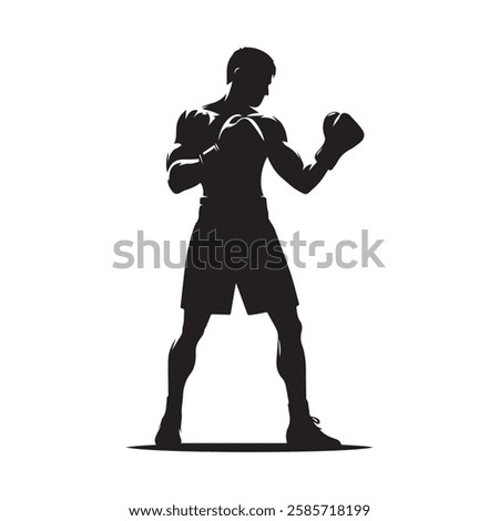 Standing Silhouette Boxing Men Vector Illustration 