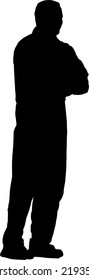 stehende Silhouette eines Mannes. einzelne Vektorsilhouette.