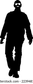 standing silhouette of a man. isolated vector silhouette.