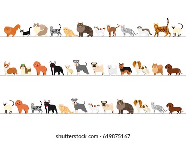 Cats Small Dogs Border Set Stock Vector (Royalty Free) 1332497387