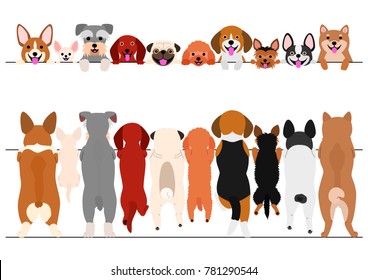 standing small dogs front and back border set