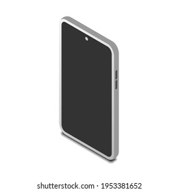 stehende Smartphone-Vektorgrafik einzeln auf weißem Hintergrund mit isometrischer Ansicht