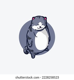 standing smiling cat.simple and cute design, combined with cheerful colors. suitable for logo, tshirt, sticker etc