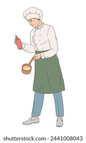 de pie sonriente chef restaurante personajes femeninos en uniforme 
