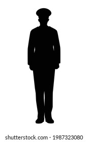 Stehender Soldat, Silhouette, Vektorgrafik auf weißem Hintergrund
