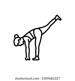 Standing Splits Outline Icon, Vector illustration