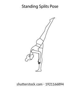 Stehende Spleits stellen Yoga-Workout-Umrisse auf weißem Hintergrund dar. Vektorgrafik