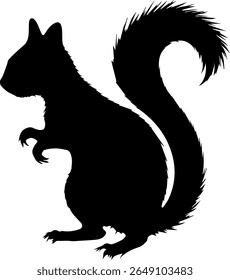 Standing Squirrel Silhouette Vector Black Forest Animal Clipart