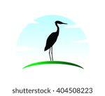 standing stork heron crane egret silhouette image icon