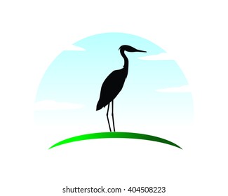 standing stork heron crane egret silhouette image icon