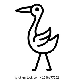 Stehendes Storchsymbol. Umrisssträchtige Vektorsymbol für Webdesign einzeln auf weißem Hintergrund