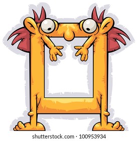 Standing strange and funny alien creature looks like a frame