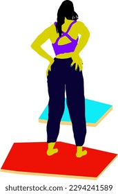 Standing for stretching exercises with the arms on the floor