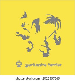 Parado en el elegante territorio de Yorkshire. Dibujo vectorial de un perro pequeño con corte de pelo y pelo hipoalergénico. Diseño animal de Gestalt