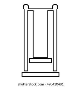 Standing swing icon in outline style isolated on white background. Entertainment symbol vector illustration