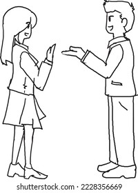 de pie y hablando por empleados