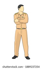 Standing Thailand public servant in drawing style isolated vector