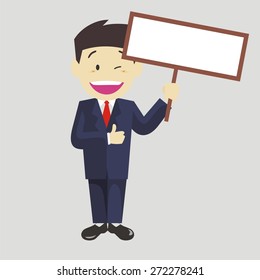standing, thumbs up marketer, business illustration for promotion, fit for use in website, flyer, brochure, web ads, or any marketing purpose. just add word into blank rectangle space of the board.