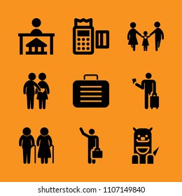 standing, trip, bag and case icon set. Vector illustration for web and design.