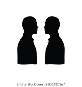 Standing two men face to face silhouette vector art