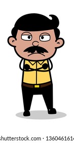 Standing in Upset Mood - Indian Cartoon Man Father Vector Illustration
