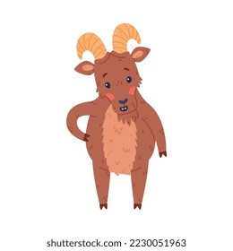 Standing Urial Character as Wild Mountain Sheep with Horns Vector Illustration