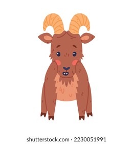Standing Urial Character as Wild Mountain Sheep with Horns Vector Illustration