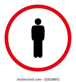 Standing vector icon. This rounded flat symbol is drawn with intensive red and black colors on a white background.