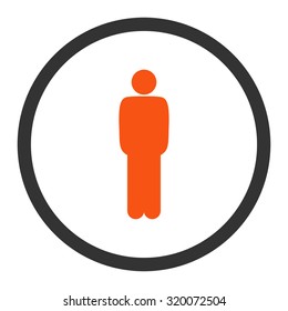 Standing vector icon. This rounded flat symbol is drawn with orange and gray colors on a white background.