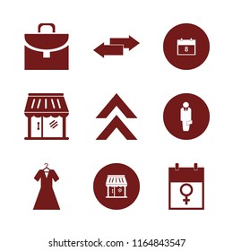 standing vector icons set. with briefcase, shop, march calendar and up arrow in set