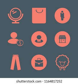 standing vector icons set. with shop, businessman, shopping bag and sheep in set