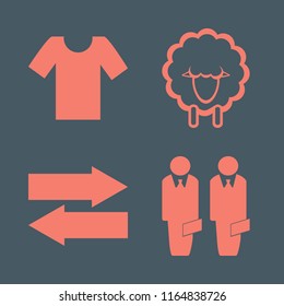 standing vector icons set. with t shirt, sheep, businessmen and left right arrows in set