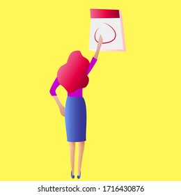 A standing vector woman or girl drawing a circle on a special date in the calendar on the wall.