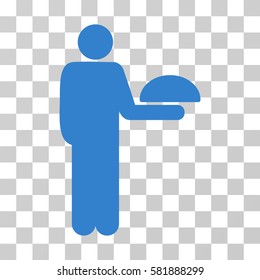 Standing Waiter vector icon. Illustration style is a flat iconic cobalt symbol on a transparent background.