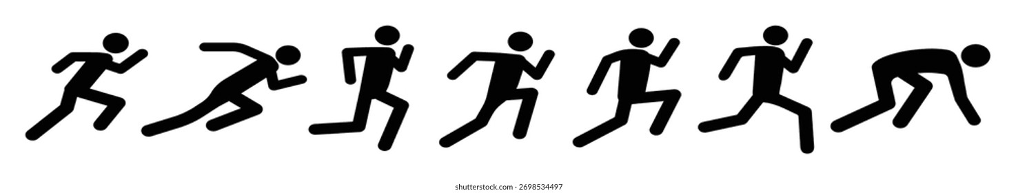 standing walking and running man icon set dynamic