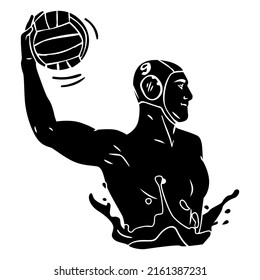 Standing Waterpolo Player Cut Out. High quality vector